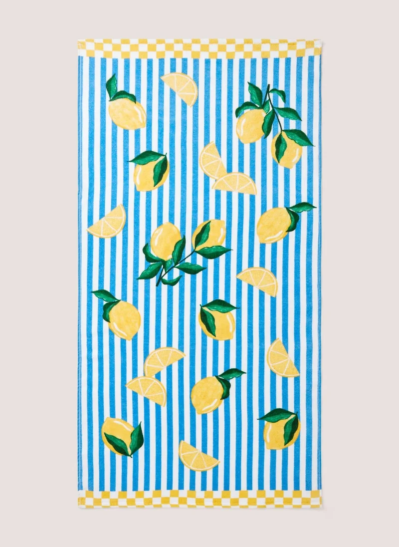 Matalan Lemon Beach Towel Blue
